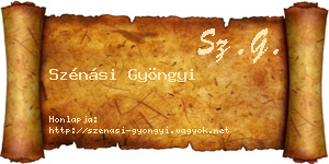 Szénási Gyöngyi névjegykártya
